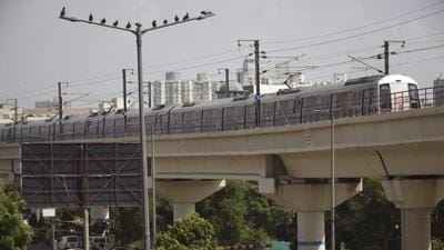 The 5.1km route will link Mohan Nagar station of the Delhi Metro’s Red Line with Vaishali station on the Blue Line. (Sakib Ali /HT) The 5.1km route will link Mohan Nagar station of the Delhi Metro’s Red Line with Vaishali station on the Blue Line. (Sakib Ali /HT)