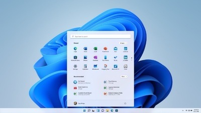 Windows 11 switches the left aligned task bar and Windows logo for the start menu to the center position on the bottom of the screen (Photo Courtesy- Microsoft) Windows 11 switches the left aligned task bar and Windows logo for the start menu to the center position on the bottom of the screen (Photo Courtesy- Microsoft)