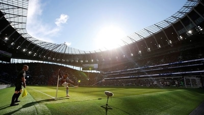 Aston Villa's Douglas Luiz takes a corner kick&nbsp; (REUTERS)