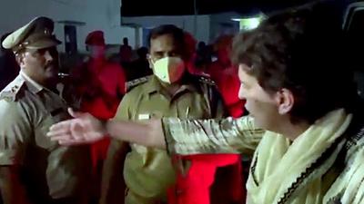 Congress general secretary Priyanka Gandhi Vadra being detained by police on her on the way to Lakhimpur Kheri, in Sitapur on Monday (ANI Photo)