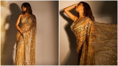 Mouni Roy slays traditional look in a whooping ₹180K gold saree (Instagram/@imouniroy) Mouni Roy slays traditional look in a whooping ₹180K gold saree (Instagram/@imouniroy)