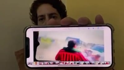 Priyanka Gandhi showed a video, which she claimed is from Lakhimpur Kheri violence, in her video message for PM Modi. (Twitter/@priyankagandhi)