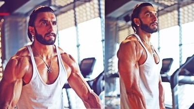 Ranveer Singh works out in the gym. Ranveer Singh works out in the gym. 