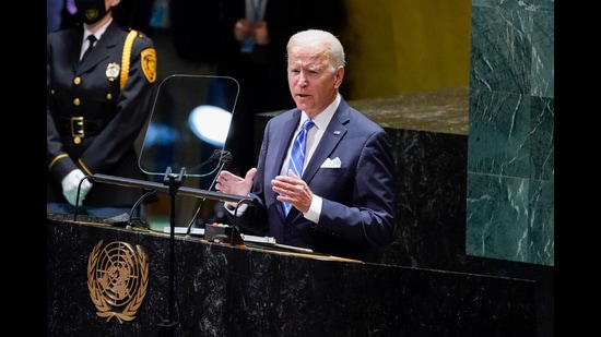 President Joe Biden at the 76th Session of the United Nations General Assembly, Sept. 21, 2021, New York (AP) President Joe Biden at the 76th Session of the United Nations General Assembly, Sept. 21, 2021, New York (AP)