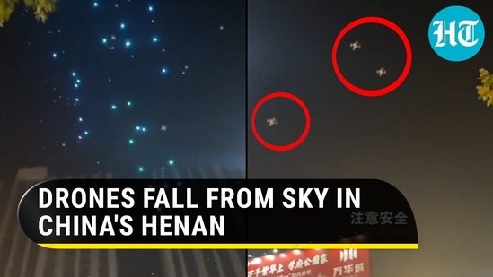 Drones fell from sky onto panicked spectators at a light show in China's Zhengzhou, as per reports (Twitter) Drones fell from sky onto panicked spectators at a light show in China's Zhengzhou, as per reports (Twitter)