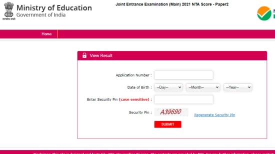 JEE Main Paper 2 Results 2021 Declared, Check NTA Score Here ...