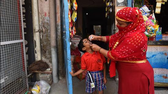 Polio supervisors, who are generally auxiliary nursing midwives (ANMs), had undertaken a house-to-house survey on extent of Covid vaccinations during the pulse polio drive in Bihar (Vipin Kumar/HT Photo/Representative Use)