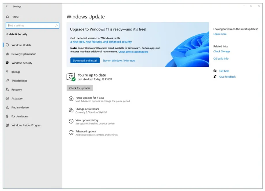 The Windows 11 update may be available for free download to a few users right now. (Photo via Microsoft)