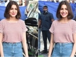 Anushka Sharma's various outings in the past few days have given a glimpse into her off-duty wardrobe. The actor does casual dressing like no one else. She loves sticking to basics and still manages to create a standout look. Anushka's ensemble for a recent day outing in Mumbai is proof of the same.(HT Photo/Varinder Chawla)