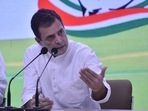 Congress leader Rahul Gandhi addressed a press conference at party headquarters in New Delhi on Wednesday.(Sanjeev Verma/HT Photo) Congress leader Rahul Gandhi addressed a press conference at party headquarters in New Delhi on Wednesday.(Sanjeev Verma/HT Photo)
