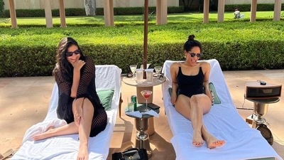 Masaba Gupta and Rhea Kapoor spent time together by the pool.&nbsp; 