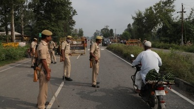 Police barricades along Sitapur Lakhimpur highway to prevent political groups from entering Lakhimpur on Wednesday October 06, 2021. Photo by Deepak Gupta Hindustan Times (HT Photo) Police barricades along Sitapur Lakhimpur highway to prevent political groups from entering Lakhimpur on Wednesday October 06, 2021. Photo by Deepak Gupta Hindustan Times (HT Photo)