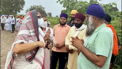 TMC leaders Sushmita Dev, Kakali Ghosh Dastidar and other MPs meet the family members of the farmers who were run over in Lakhimpur Kheri last week. (ANI PHOTO.) TMC leaders Sushmita Dev, Kakali Ghosh Dastidar and other MPs meet the family members of the farmers who were run over in Lakhimpur Kheri last week. (ANI PHOTO.)