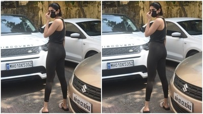 Khushi Kapoor, 20, comes from the film clan of the Kapoors. She is a student of the New York Film Academy, who returned to the country from the United States, and is usually spotted with sister Janhvi. On Wednesday, Khushi set some athleisure goals with her gym attire. (HT Photos/Varinder Chawla)