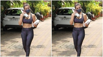 On Wednesday, Malaika was spotted in front at Diva yoga in Mumbai as she stepped out of the studio. And yet again, she made us drool with her choice of athleisure. The actor’s sartorial choice of fashion is drool-worthy, but when it comes to athleisure, she always manages to make the fashion traffic come to a standstill. (HT Photos/Varinder Chawla)