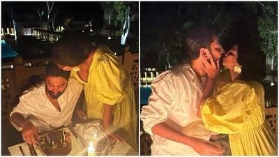 Rhea Kapoor with Karan Boolani on his birthday. Rhea Kapoor with Karan Boolani on his birthday.