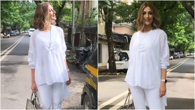 Sonali Bendre looks amazing in all-white outfit and ₹2 lakh bag, Shweta Bachchan agrees (Instagram/@iamsonalibendre) Sonali Bendre looks amazing in all-white outfit and ₹2 lakh bag, Shweta Bachchan agrees (Instagram/@iamsonalibendre)