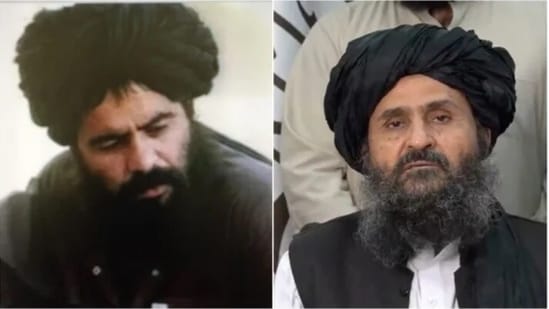 This combination photo shows Sirajuddin Haqqani (left) and Mullah Baradar.