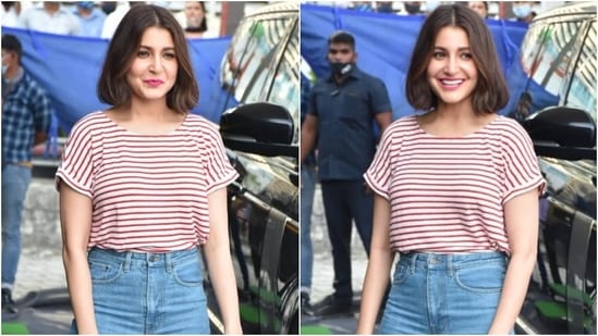 Anushka Sharma's various outings in the past few days have given a glimpse into her off-duty wardrobe. The actor does casual dressing like no one else. She loves sticking to basics and still manages to create a standout look. Anushka's ensemble for a recent day outing in Mumbai is proof of the same.(HT Photo/Varinder Chawla)