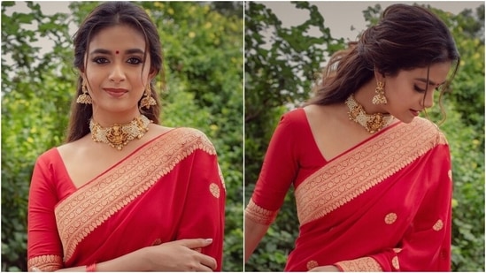 Buy Traditional Red Saree Contour Available In 2 Sizes