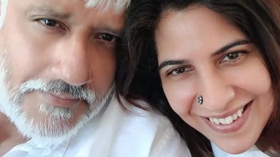 Vikram Bhatt poses with his wife, Shwetambari Soni.