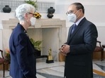 Foreign secretary Harsh Vardhan Shringla met with US deputy secretary of state Wendy Sherman in New Delhi. Foreign secretary Harsh Vardhan Shringla met with US deputy secretary of state Wendy Sherman in New Delhi.
