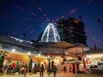 An illuminated Jhandewalan Temple is seen in New Delhi on Wednesday, a day before the Navratri festival begins. An illuminated Jhandewalan Temple is seen in New Delhi on Wednesday, a day before the Navratri festival begins.