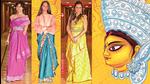 Women wear beautiful sarees, as they celebrate the nine auspicious colours dedicated to the nine avatars of Goddess Durga Women wear beautiful sarees, as they celebrate the nine auspicious colours dedicated to the nine avatars of Goddess Durga