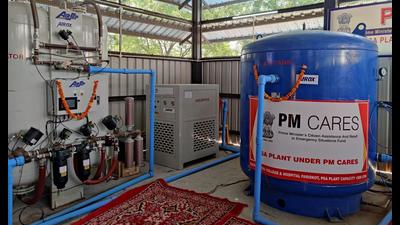 The new pressure swing adsorption oxygen plant set up at Guru Gobind Singh Medical College and Hospital in Faridkot, Punjab. (HT Photo) The new pressure swing adsorption oxygen plant set up at Guru Gobind Singh Medical College and Hospital in Faridkot, Punjab. (HT Photo)