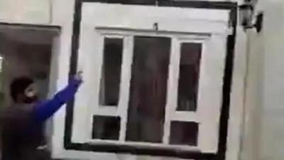 Suspected Taliban fighters entered the Gurdwara Karte Parwan on October 5, tied up guards and destroyed CCTV cameras. The men also briefly occupied the building, smashed several locks and conducted a search. (Twitter video screengrab/@OSINT_Insider.) Suspected Taliban fighters entered the Gurdwara Karte Parwan on October 5, tied up guards and destroyed CCTV cameras. The men also briefly occupied the building, smashed several locks and conducted a search. (Twitter video screengrab/@OSINT_Insider.)