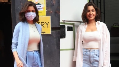 Anushka Sharma was spotted at a shoot on Thursday. (Varinder Chawla) Anushka Sharma was spotted at a shoot on Thursday. (Varinder Chawla)
