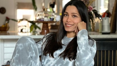 Frieda Pinto in her new home. Frieda Pinto in her new home.