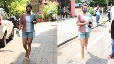 Malaika Arora was photographed after her yoga class. (Varinder Chawla) Malaika Arora was photographed after her yoga class. (Varinder Chawla)