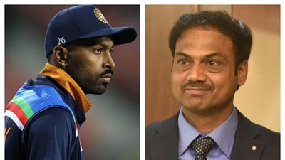 Hardik Pandya and MSK Prasad collage. (File) Hardik Pandya and MSK Prasad collage. (File)