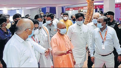 Uttar Pradesh chief minister Yogi Adityanath at an event in Varanasi on Thursday. (PTI Photo) Uttar Pradesh chief minister Yogi Adityanath at an event in Varanasi on Thursday. (PTI Photo)