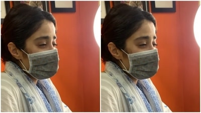 Janhvi also got inked! The actor shared a snippet of her tattoo session on her Instagram where she can be seen flinching in pain as she posed for the cameras, all masked up. (Instagram/@janhvikapoor) Janhvi also got inked! The actor shared a snippet of her tattoo session on her Instagram where she can be seen flinching in pain as she posed for the cameras, all masked up. (Instagram/@janhvikapoor)