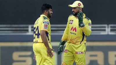 Shardul Thakur gave CSK the first breakthrough getting Mayank Agarwal out LBW. He finished with 3/28 (IPL/Twitter) Shardul Thakur gave CSK the first breakthrough getting Mayank Agarwal out LBW. He finished with 3/28 (IPL/Twitter)