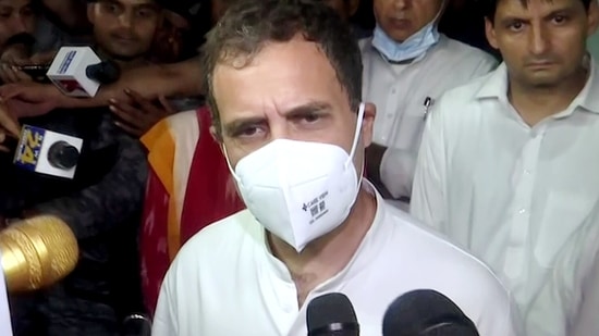 Congress leader Rahul Gandhi visited Lakhimpur Kheri on Wednesday. (ANI Photo) (ANI)