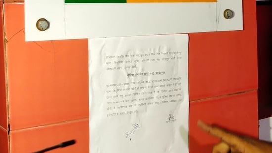 The notice pasted outside Union minister Ajay Mishra's home. (SOURCED)