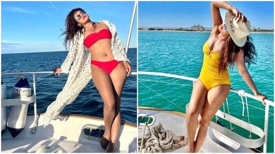 Priyanka Chopra enjoyed a day out at sea with friends and family in Valencia, Spain.