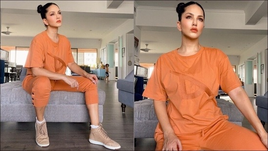 Crediting her own brand products for her makeup, Sunny Leone shared in the caption, “What’s your favorite color from the collection just dropped @iamanimalofficial Make up by me with all @starstruckbysl products including our new “OG” shadow pallet and caramello lip gloss that was a perfect match to eyes and clothes (sic).”(Instagram/sunnyleone)