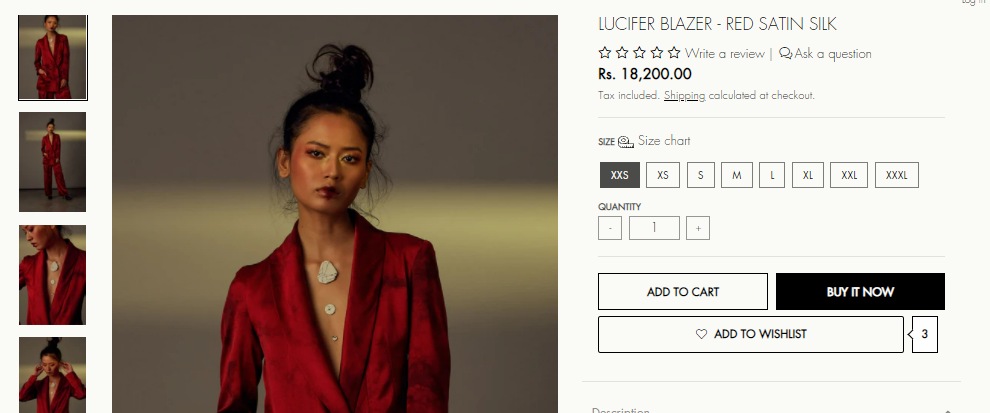 Price of Kubbra Sait's attire, in Aroka's official website. (https://aroka.in/)