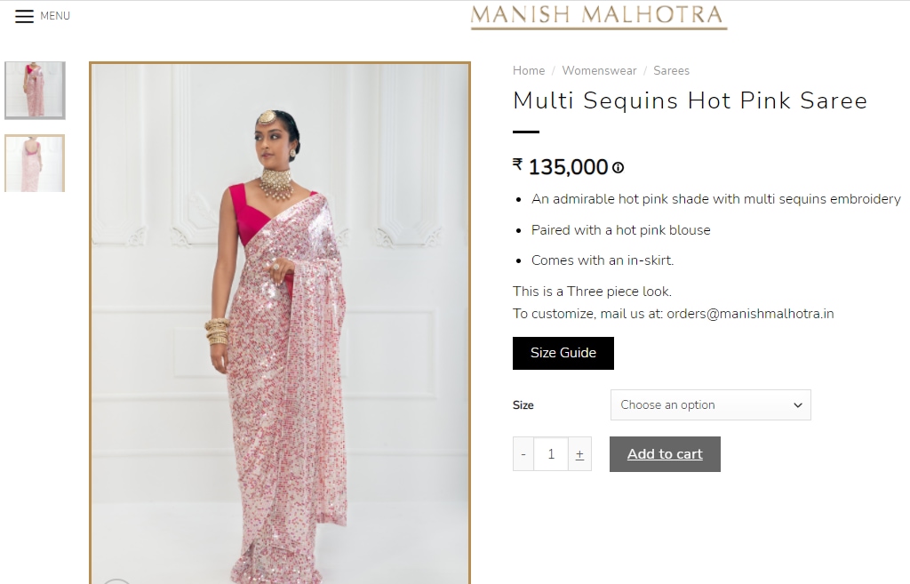 Rakul Preet Singh's multi sequins hot pink saree from Manish Malhotra(manishmalhotra.in)