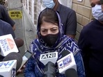 PDP Chief Mehbooba Mufti speaks to media after visiting the residence of Makhan Lal Bindroo who was killed by militants, in Srinagar.(ANI) PDP Chief Mehbooba Mufti speaks to media after visiting the residence of Makhan Lal Bindroo who was killed by militants, in Srinagar.(ANI)