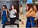Natasha Dalal and Laali Dhawan outside the venue of Lakme Fashion Week on Thursday.