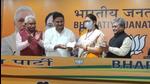 Independent MLA Ram Singh Kaira joins BJP at the party headquarters in New Delhi on Friday. (HT PHOTO.)