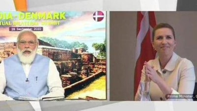 File photo: Prime Minister Narendra Modi during n his first virtual summit with Danish Prime Minister Mette Frederiksen. (ANI photo) File photo: Prime Minister Narendra Modi during n his first virtual summit with Danish Prime Minister Mette Frederiksen. (ANI photo)