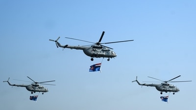 Indian Air Force (IAF) helicopters during the Air Force Day Parade at Hindon Air Force Station in Ghaziabad, Uttar Pradesh. India's long-delayed plans to overhaul its military are getting a new life as Prime Minister Narendra Modi's government moves closer to the U.S. and its allies, which are strengthening defense cooperation against China. (Bloomberg) Indian Air Force (IAF) helicopters during the Air Force Day Parade at Hindon Air Force Station in Ghaziabad, Uttar Pradesh. India's long-delayed plans to overhaul its military are getting a new life as Prime Minister Narendra Modi's government moves closer to the U.S. and its allies, which are strengthening defense cooperation against China. (Bloomberg)