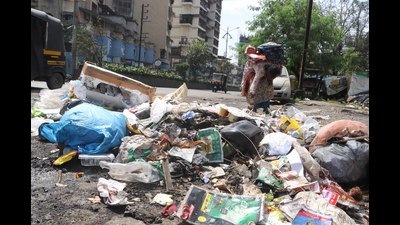 Garbage by a roadside. The Navi Mumbai civic body, NMMC, will develop a waste composting unit in each of its 41 slums. (RISHIKESH CHOUDHARY/HT FILE PHOTO)