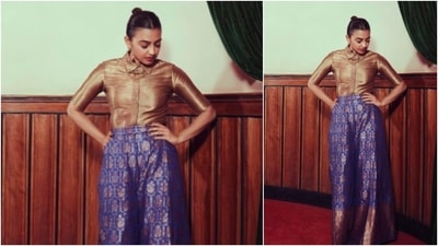 Radhika Apte opted for bold maroon lips and slight smokey eyes. (Instagram/@elevate_promotions)